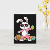 Carte Lapin de Pâques à imprimé léopard soufflant du che (Fleur jaune)