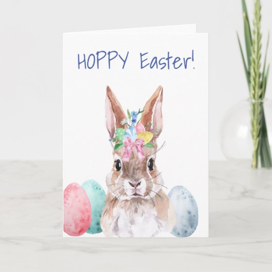 Carte Lapin de Pâques aquarelle joyeux (Devant)