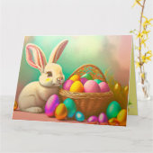 Carte Lapin De Pâques Avec Collection De Paniers (Fleur jaune)