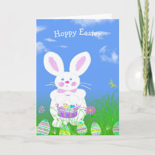 Carte Lapin de Pâques avec des œufs