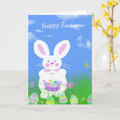 Carte Lapin de Pâques avec des œufs (Fleur jaune)