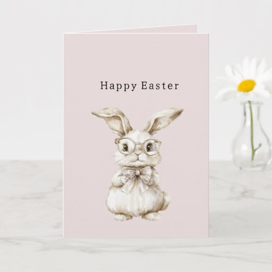 Carte Lapin de Pâques avec Lunettes (Petite plante)