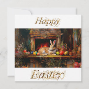 Carte Lapin de Pâques avec oeufs de Pâques Joyeux Pâques