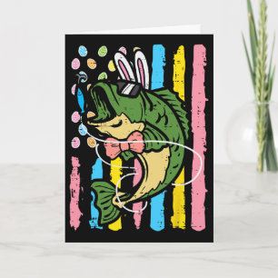 Carte Lapin de Pâques B Poisson Drapeau américain Patrio