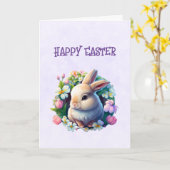 Carte Lapin de Pâques bébé en couleurs parmi des fleurs  (Fleur jaune)