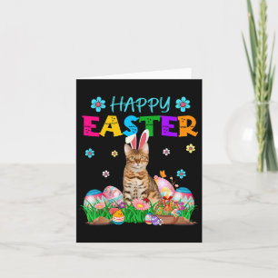 Carte Lapin de Pâques Chasse aux Oeufs Chat Bengal Coule