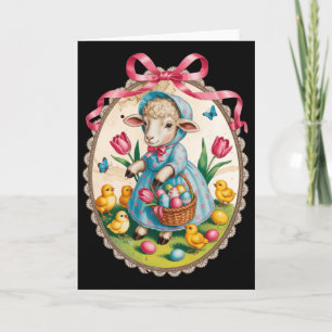 Carte Lapin de Pâques Chasse aux œufs Vintage Printemps