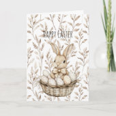 Carte Lapin de Pâques dans un panier d'œufs de Pâques (Devant)