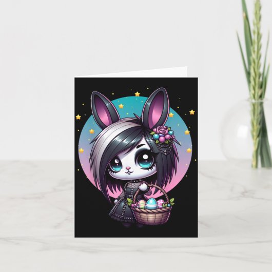 Carte Lapin de Pâques de fille goth emo (Devant)