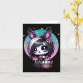 Carte Lapin de Pâques de fille goth emo (Fleur jaune)