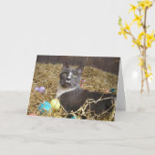 Carte Lapin de Pâques déguisé (Fleur jaune)