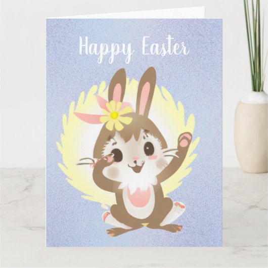 Carte Lapin de Pâques drôle et mignon (Devant)