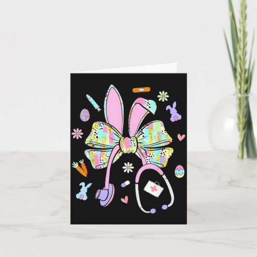 Carte Lapin de Pâques drôle stéthoscope infirmière (Devant)