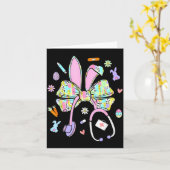Carte Lapin de Pâques drôle stéthoscope infirmière (Fleur jaune)