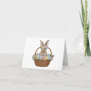 Carte Lapin de Pâques en Pâques Panier BLANC