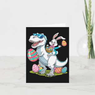 Carte Lapin De Pâques En Train De Monter Un Dinosaure T-