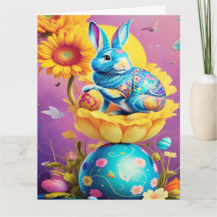 Carte Lapin de Pâques Fleur Art Moderne        