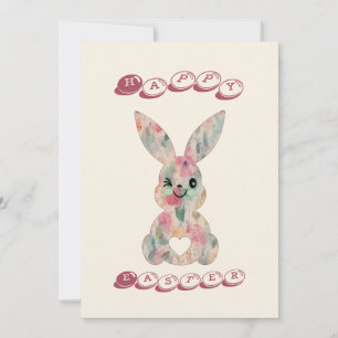 Carte lapin de Pâques Florale