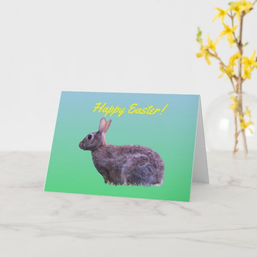 Carte Lapin de Pâques heureux (Fleur jaune)