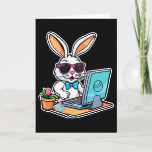 Carte Lapin de Pâques heureux amateurs de jeu vidéo info
