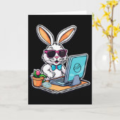 Carte Lapin de Pâques heureux amateurs de jeu vidéo info (Fleur jaune)