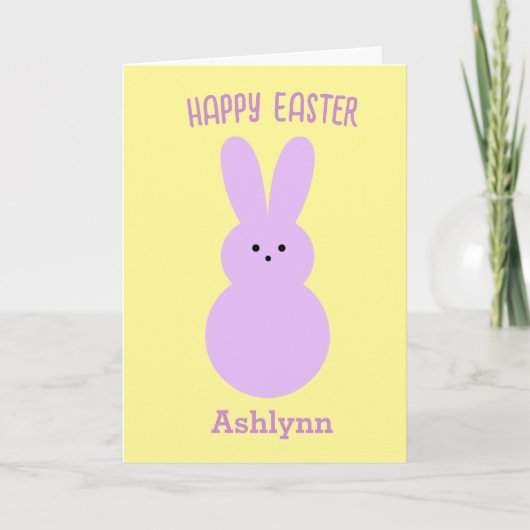 Carte lapin de Pâques Jaune et Violet (Devant)