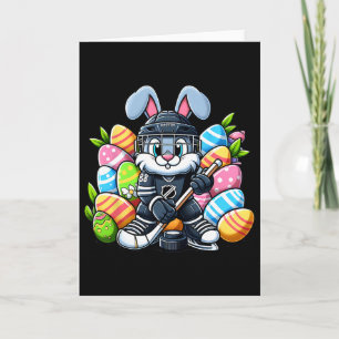Carte Lapin de Pâques Joueur de Hockey sur Glace Amoureu