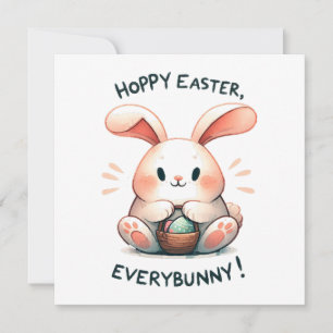 Carte Lapin de Pâques Joyeuses Pâques, à tout le monde !