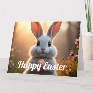 Carte Lapin de Pâques joyeux dans la magie du printemps