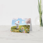 Carte Lapin de Pâques mignon avec panier de Pâques  (Devant)