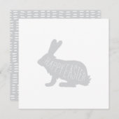 Carte lapin de Pâques moderne - Gris | Joyeux Pâqu (Devant / Derrière)