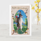 Carte Lapin de Pâques œuf vintage (Fleur jaune)