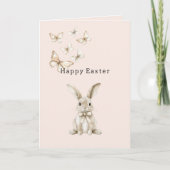 Carte Lapin de Pâques Papillon Heureux (Devant)