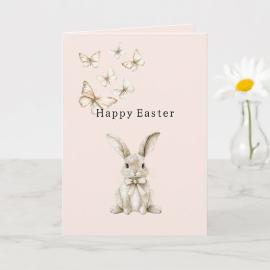 Carte Lapin de Pâques Papillon Heureux (Petite plante)