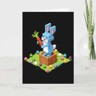 Carte Lapin de Pâques Pixel Vidéo Joueur de Chasse aux Œ