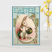 Carte Lapin de Pâques vintage (Fleur jaune)