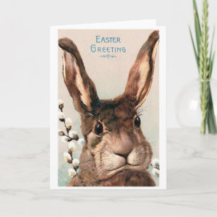 Carte Lapin de Pâques vintage au visage boudeur