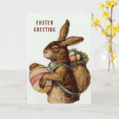 Carte Lapin de Pâques vintage avec des œufs (Fleur jaune)