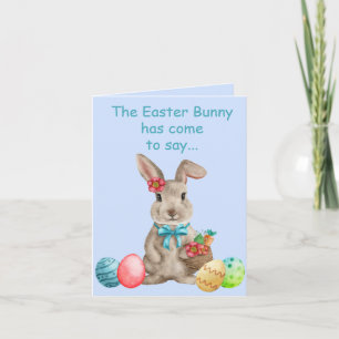 Carte Lapin De Pâques Whimsical Avec Oeufs Colorés