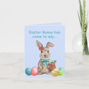 Carte Lapin De Pâques Whimsical Avec Oeufs Colorés