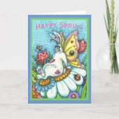 CARTE LAPIN DE PRINTEMPS FLUTTERBUN HEUREUX, LAPIN DRÔLE (Devant)