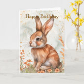 Carte Lapin de printemps mignon (Fleur jaune)