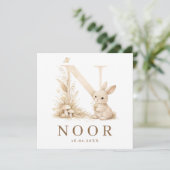 Carte Lapin de Woodland Monogramme N Neutre Naissance (Debout devant)