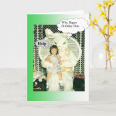 Carte Lapin déplaisant d'anniversaire (Fleur jaune)