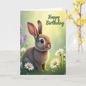 Carte Lapin Doux et Fluffy (Fleur jaune)