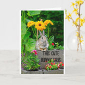 CARTE LAPIN DOUX POUR ANNIVERSAIRE **DE 16 ANS** (Fleur jaune)