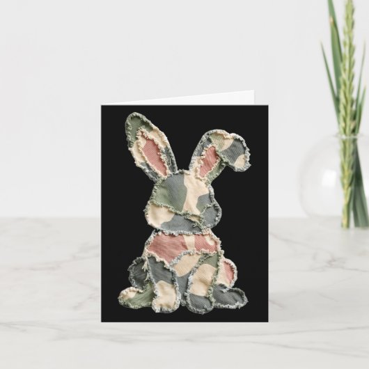 Carte Lapin drôle au crochet lapin camouflage patchwork (Devant)
