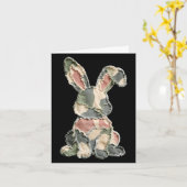 Carte Lapin drôle au crochet lapin camouflage patchwork (Fleur jaune)
