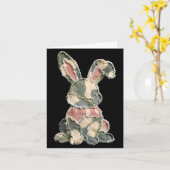 Carte Lapin drôle au crochet patchwork camo lapin heureu (Fleur jaune)