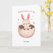Carte Lapin Éclos Mignon avec Amour (Fleur jaune)